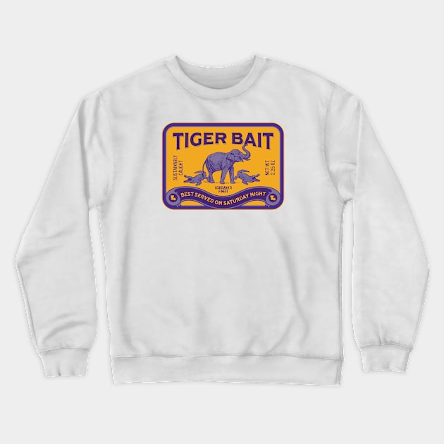 Vintage Tiger Bait Purple and Gold Sardine Tin BR Crewneck Sweatshirt by SLAG_Creative